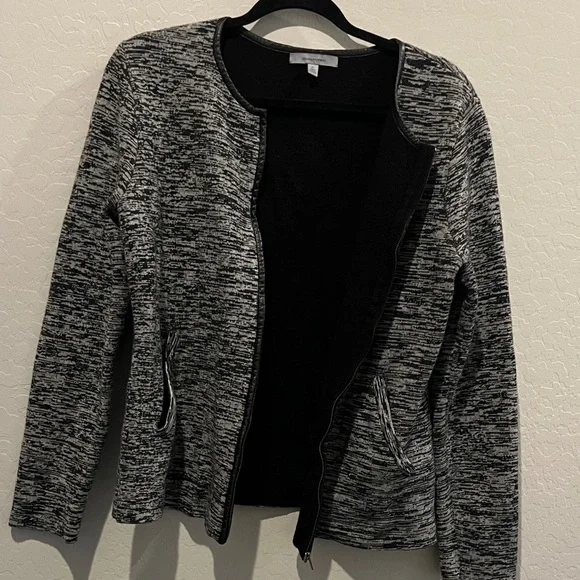 Classiques Entier Black XL Merino Wool zippered Cardigan